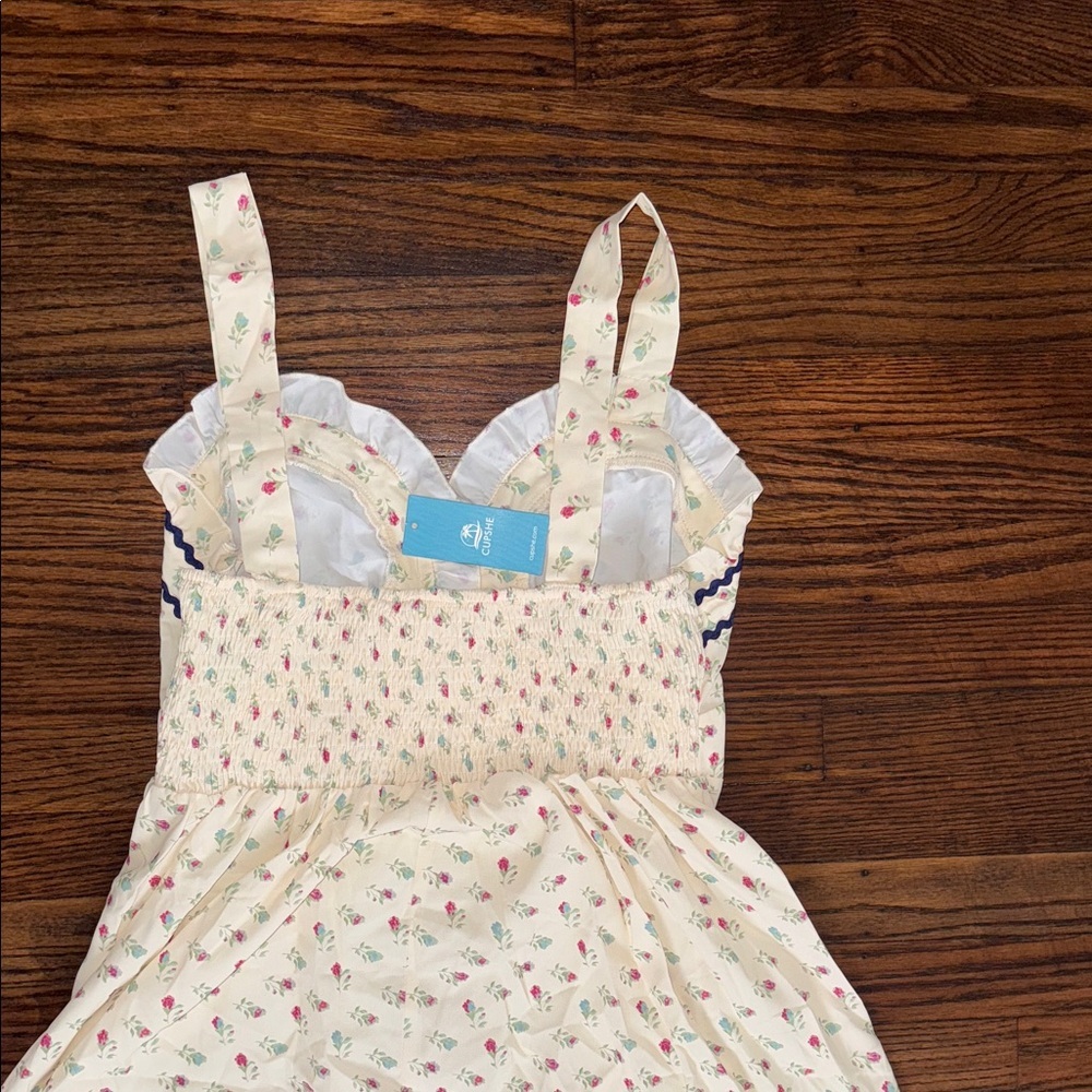 Cupshe White Floral Midi Dress with Navy Accents - Picture 9 of 12